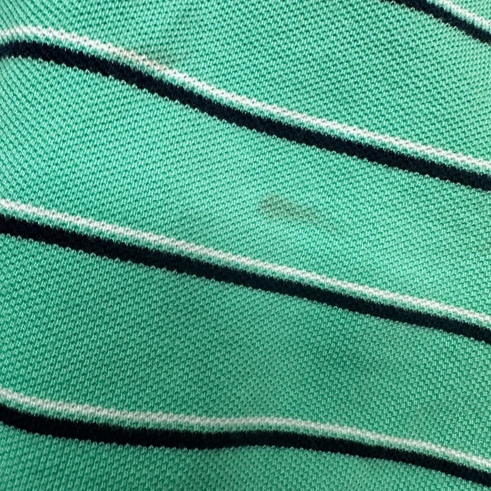 POLO RALPH LAUREN Sz:XXL Pique teal/ navy/striped Cotton Polo Short Sleeve Shirt